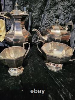 Tea And Coffee Set White Metal 1912 Presentation On Marraige 1919