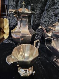 Tea And Coffee Set White Metal 1912 Presentation On Marraige 1919