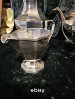 Tea And Coffee Set White Metal 1912 Presentation On Marraige 1919