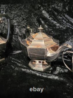 Tea And Coffee Set White Metal 1912 Presentation On Marraige 1919