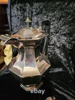 Tea And Coffee Set White Metal 1912 Presentation On Marraige 1919