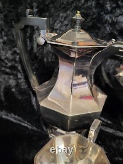 Tea And Coffee Set White Metal 1912 Presentation On Marraige 1919