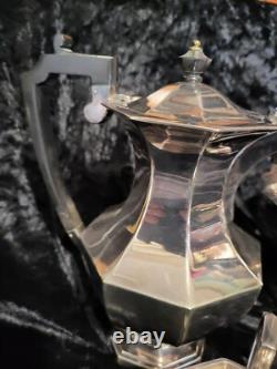 Tea And Coffee Set White Metal 1912 Presentation On Marraige 1919