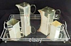 Tea Service Vintage Retro Deco Silver Plated Cubist