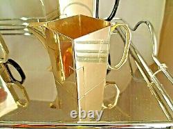 Tea Service Vintage Retro Deco Silver Plated Cubist