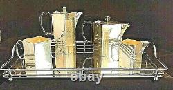 Tea Service Vintage Retro Deco Silver Plated Cubist