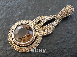 Theodor Fahrner Pendant Silver 925 Gold Plated With Smoky Topaz Gemstone