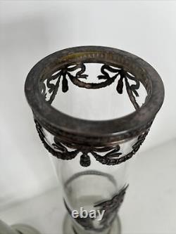 Topazio Casquinha Portugal Art Nouveau Glass Vase Set Pair Silver Plated Mounts