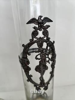 Topazio Casquinha Portugal Art Nouveau Glass Vase Set Pair Silver Plated Mounts