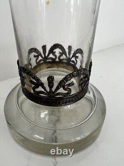 Topazio Casquinha Portugal Art Nouveau Glass Vase Set Pair Silver Plated Mounts