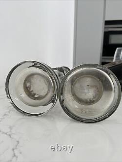 Topazio Casquinha Portugal Art Nouveau Glass Vase Set Pair Silver Plated Mounts
