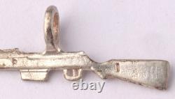Trench art set Rifle Soldier's ring Gun Military Army Force War art Mans jewelry