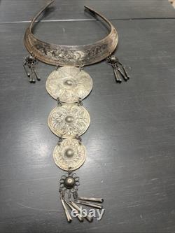 Tribal Hmong Miao Bib Necklace/ Choker Silver Plate/ Ceremonial /