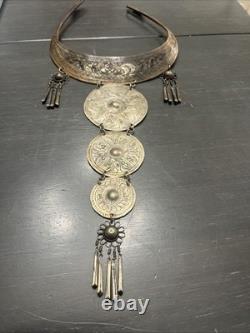 Tribal Hmong Miao Bib Necklace/ Choker Silver Plate/ Ceremonial /