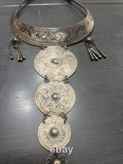 Tribal Hmong Miao Bib Necklace/ Choker Silver Plate/ Ceremonial /