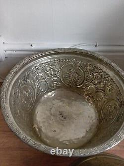 Two Moroccan Antique Silver-Plated Tyafers, Handcrafted