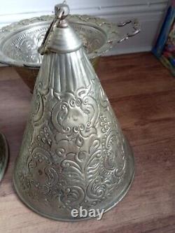 Two Moroccan Antique Silver-Plated Tyafers, Handcrafted