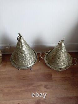 Two Moroccan Antique Silver-Plated Tyafers, Handcrafted