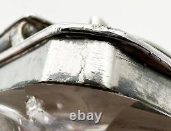 UNUSUAL ANTIQUE TRAVELLING INKWELL SILVER PLATE & GLASS 19th Century