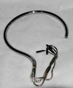 UNUSUAL rare designer silver plated collar necklace S-shape, snake chain tassels