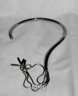 UNUSUAL rare designer silver plated collar necklace S-shape, snake chain tassels