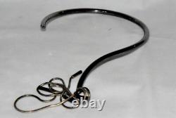 UNUSUAL rare designer silver plated collar necklace S-shape, snake chain tassels