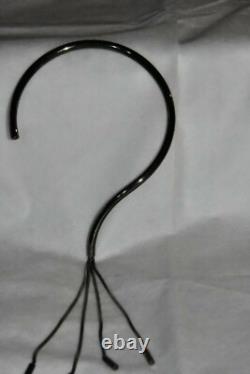 UNUSUAL rare designer silver plated collar necklace S-shape, snake chain tassels