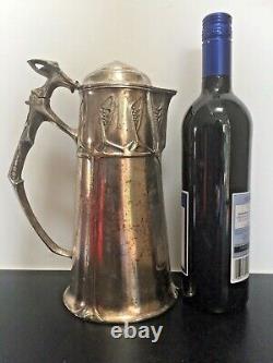 URANIA Friedrich Adler Art Nouveau SILVER PLATED PEWTER WINE JUG