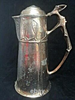 URANIA Friedrich Adler Art Nouveau SILVER PLATED PEWTER WINE JUG