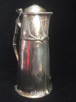 URANIA Friedrich Adler Art Nouveau SILVER PLATED PEWTER WINE JUG