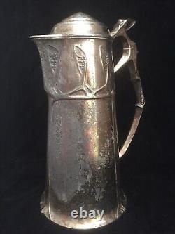 URANIA Friedrich Adler Art Nouveau SILVER PLATED PEWTER WINE JUG