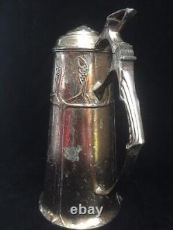 URANIA Friedrich Adler Art Nouveau SILVER PLATED PEWTER WINE JUG