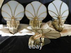 Ultimate 4 Wall Sconces Original Silver Plated Slag Glass Art Deco c1920-1930's