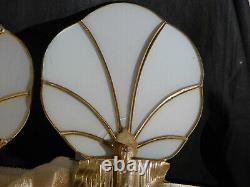 Ultimate 4 Wall Sconces Original Silver Plated Slag Glass Art Deco c1920-1930's