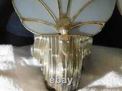 Ultimate 4 Wall Sconces Original Silver Plated Slag Glass Art Deco c1920-1930's