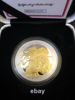 Una and the lion 2021 Silver Proof coin with Gold plating Original Box and CoA