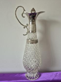 Unique Large Cristal Decanter Retro Vintage Elegant Vine Silver Plated UK Jug