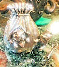 Unique Wmf Silver Plated Cats Money Box. Circa 1900. Book Piece