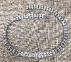 Unsigned Kramer Rhinestone Necklace Vintage Silver Rhodium Plated Tennis Choker