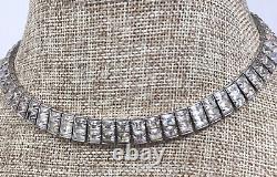 Unsigned Kramer Rhinestone Necklace Vintage Silver Rhodium Plated Tennis Choker