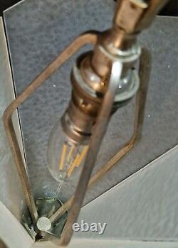 Unusual Antique Art Deco Silver Plated Brass 1 Light Lantern Ceiling Light