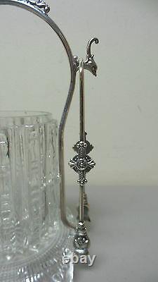 Unusual Early American Pattern Glass (eapg) Pickle Castor, Silver Plate Stand