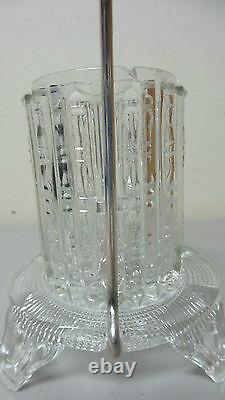 Unusual Early American Pattern Glass (eapg) Pickle Castor, Silver Plate Stand