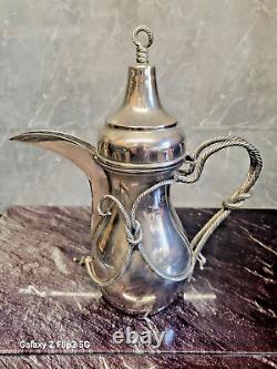 Unusual Vintage Nautical Silver Plate Dallah Coffee Pot Omani Bedouin Islamic