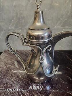 Unusual Vintage Nautical Silver Plate Dallah Coffee Pot Omani Bedouin Islamic