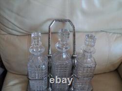 VERY RARE Victorian Old Sheffield Plate 3 Decanter Tantalus
