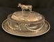 VICTORIAN MARTIN HALL & Co SILVER PLATED COW BUTTER DISH ORIGINAL GLASS LINER M