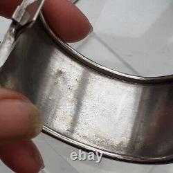 VICTORIAN SILVER HINGED BANGLE With Engraved Design 33mm Wide