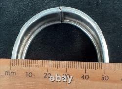 VICTORIAN SILVER HINGED BANGLE With Engraved Design 33mm Wide