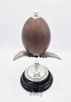 VICTORIAN SILVER PLATE MOUNTED EMU EGG TROPHY c1890 AUSTRALIANA